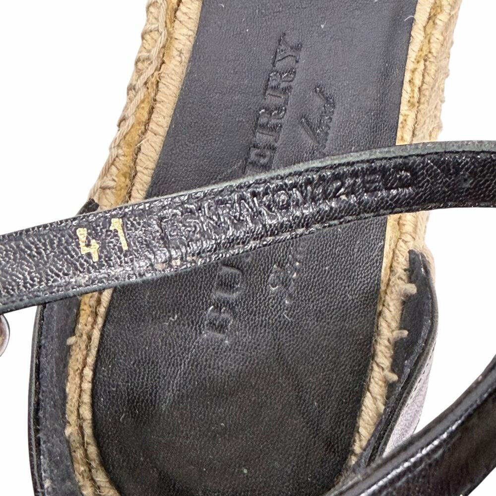 Burberry Abbington Nova Check Ankle Strap Espadrille Flats Black Size 41 - Picture 12 of 14